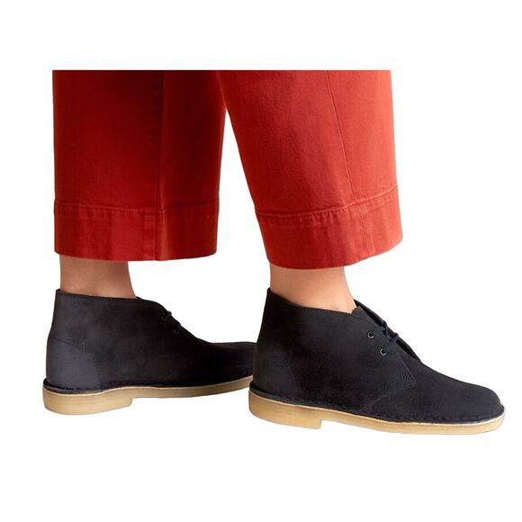 Clarks | Women's Dark Navy Blue Suede Leather Lace Up Desert Chukka Boots - Picture 1 of 12